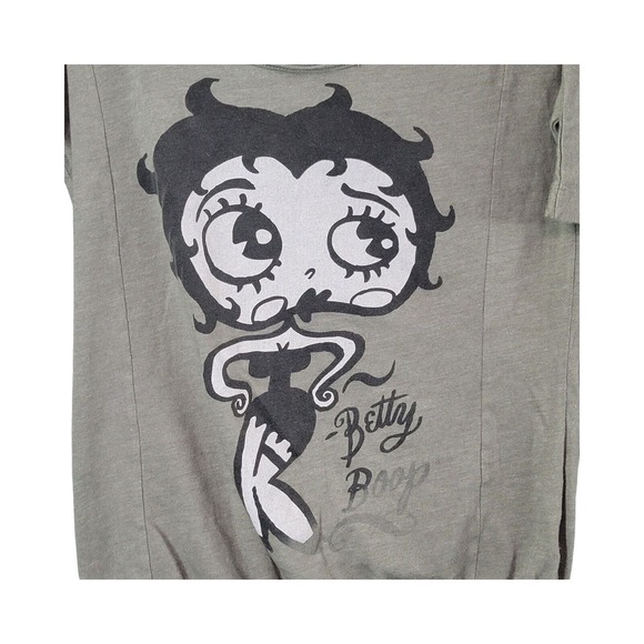 Small Betty Boop Womens T Shirt Gray Black Cartoon Big Face Retro Classic 2010 - Picture 2 of 6